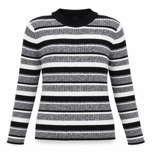 H&M Women’s Black & White Striped Long Sleeve Knit Top Size M