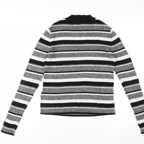 H&M Women’s Black & White Striped Long Sleeve Knit Top Size M