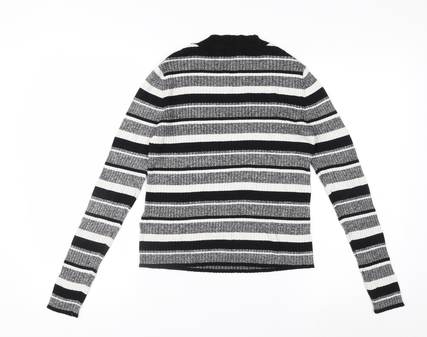 H&M Women’s Black & White Striped Long Sleeve Knit Top Size M