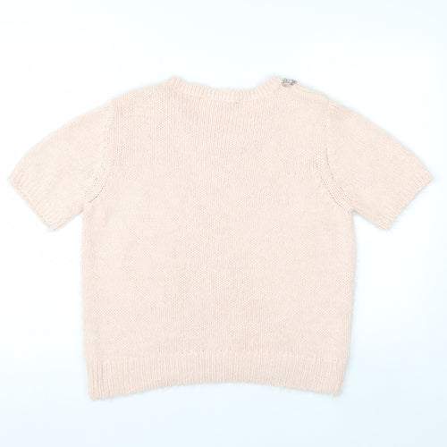 Dorothy Perkins Women Ivory Beaded Crew Neck Short Sleeve Jumper Size 14