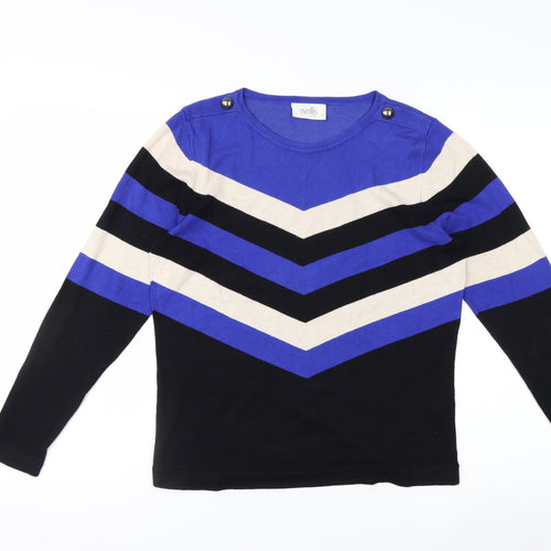 Wallis Women Blue Striped Long Sleeve Pullover Jumper Size 12