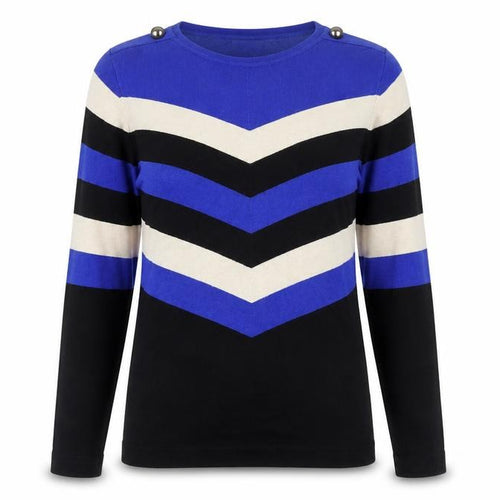 Wallis Women Blue Striped Long Sleeve Pullover Jumper Size 12