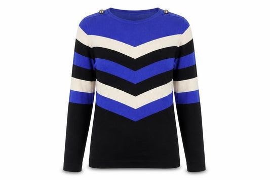 Front view of Wallis Women Blue Striped Long Sleeve jumper, size 12