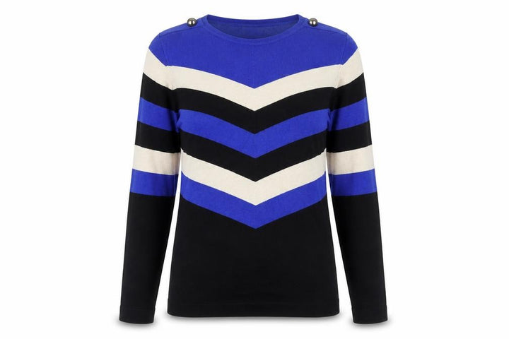 Wallis Women Blue Striped Long Sleeve Pullover Jumper Size 12