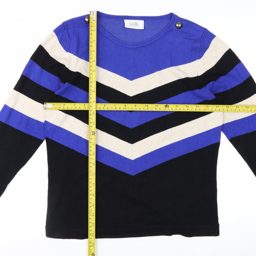 Wallis Women Blue Striped Long Sleeve Pullover Jumper Size 12