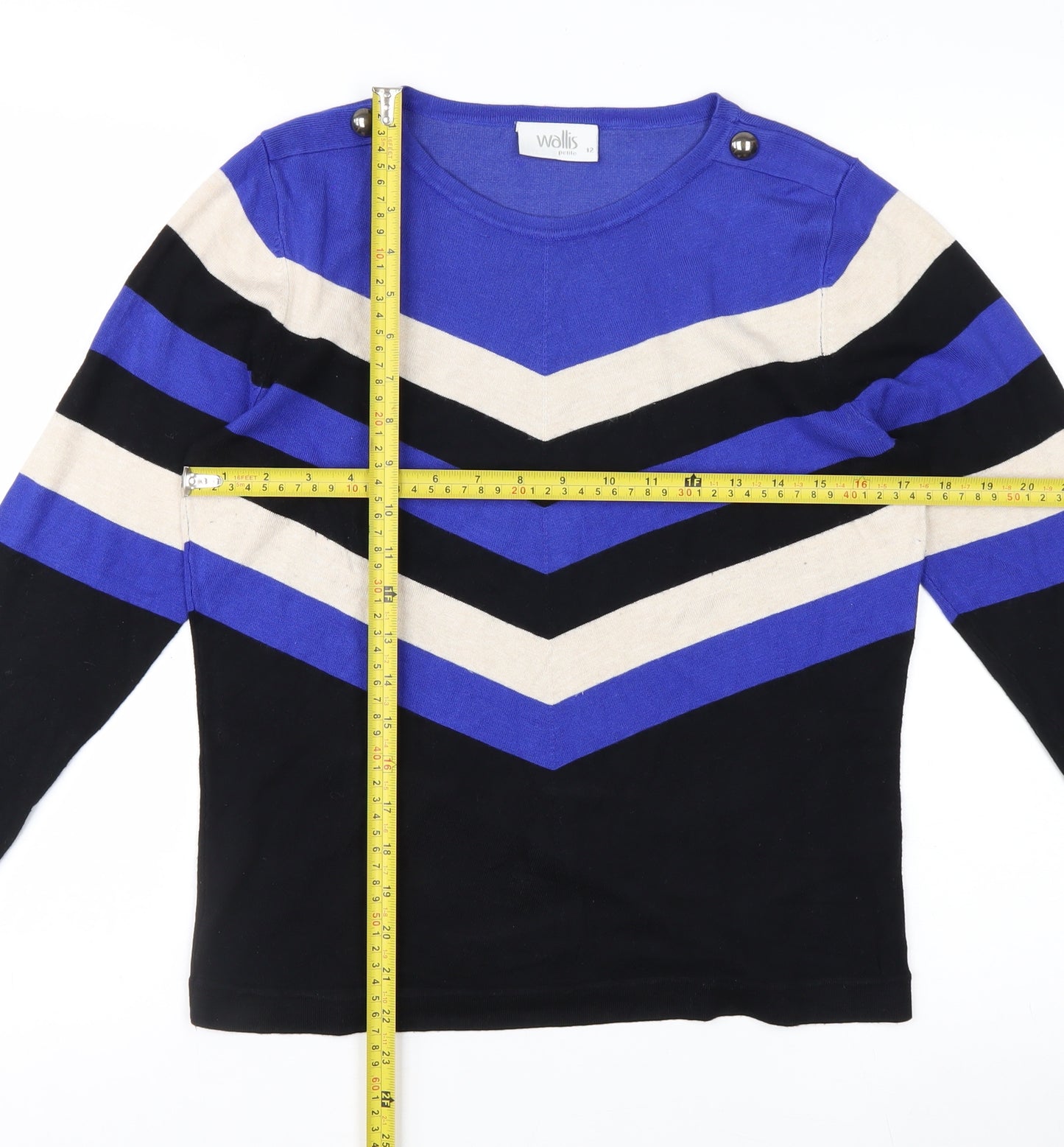 Wallis Women Blue Striped Long Sleeve Pullover Jumper Size 12