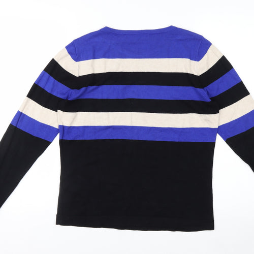 Wallis Women Blue Striped Long Sleeve Pullover Jumper Size 12
