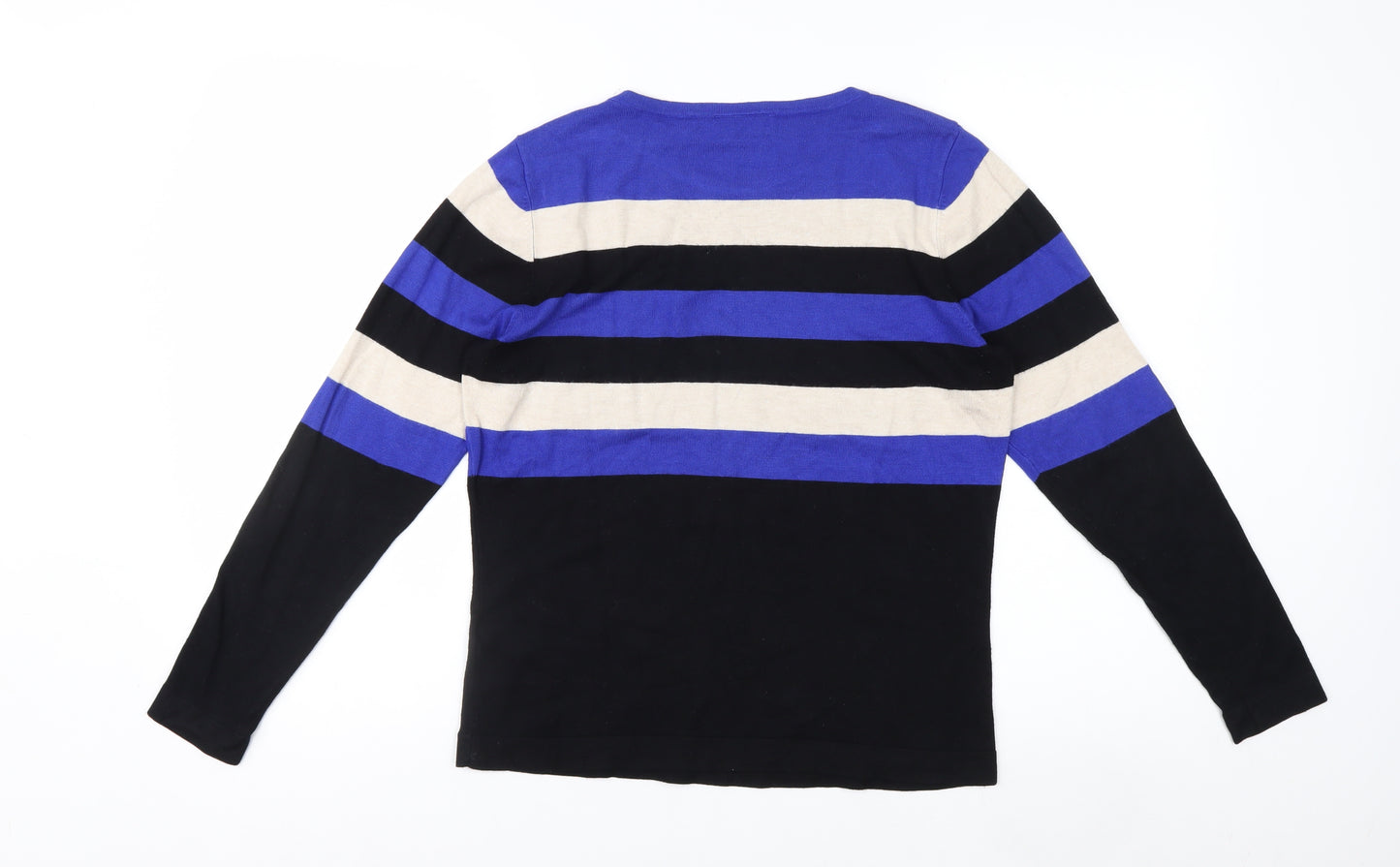 Wallis Women Blue Striped Long Sleeve Pullover Jumper Size 12