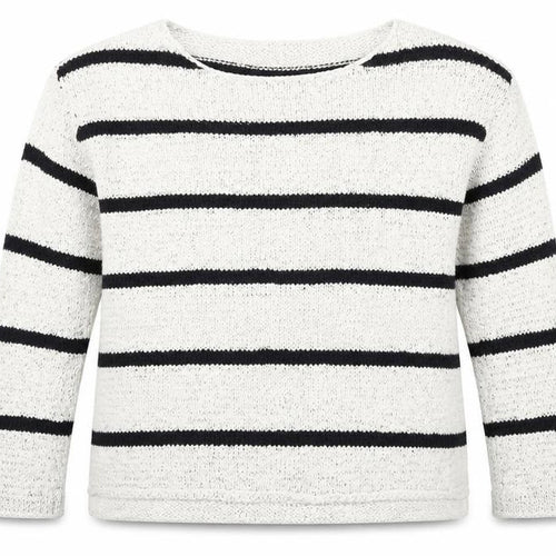 L.O.G.G. Womens White Striped Cotton Knit Jumper Size S