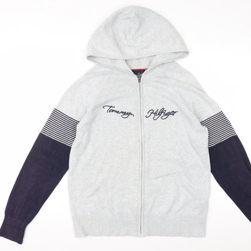 Tommy Hilfiger Womens Grey Full Zip Hoodie Size M Cotton