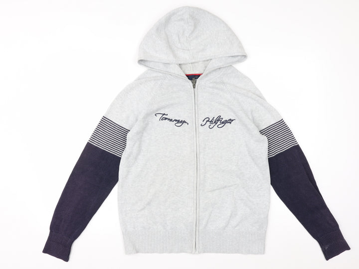 Tommy Hilfiger Womens Grey Full Zip Hoodie Size M Cotton