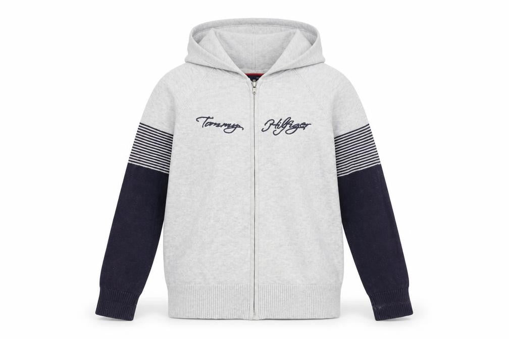 Tommy Hilfiger Womens Grey Full Zip Hoodie Size M Cotton