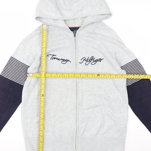 Tommy Hilfiger Womens Grey Full Zip Hoodie Size M Cotton