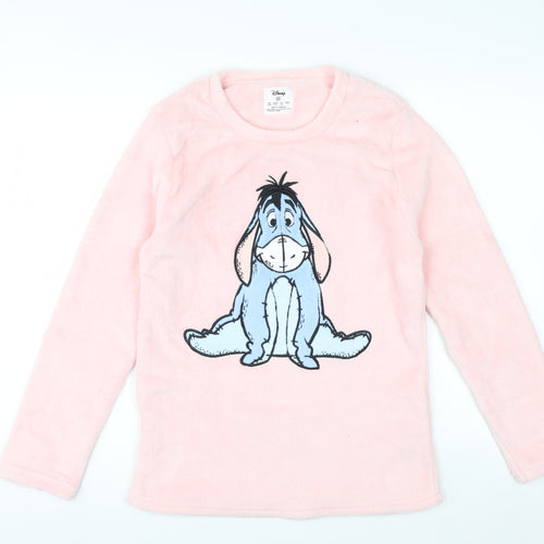 Disney Women Pink Eeyore Fleece Pyjama Top XS Long Sleeve