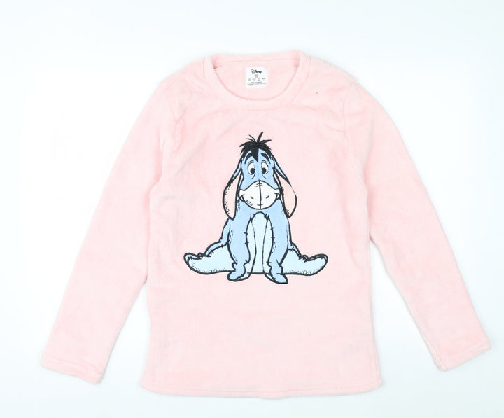 Disney Women Pink Eeyore Fleece Pyjama Top XS Long Sleeve