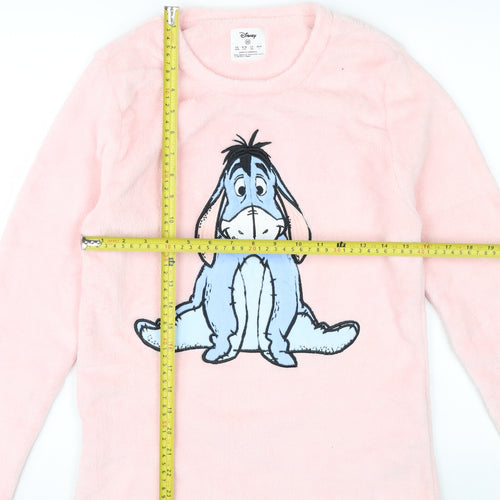 Disney Women Pink Eeyore Fleece Pyjama Top XS Long Sleeve