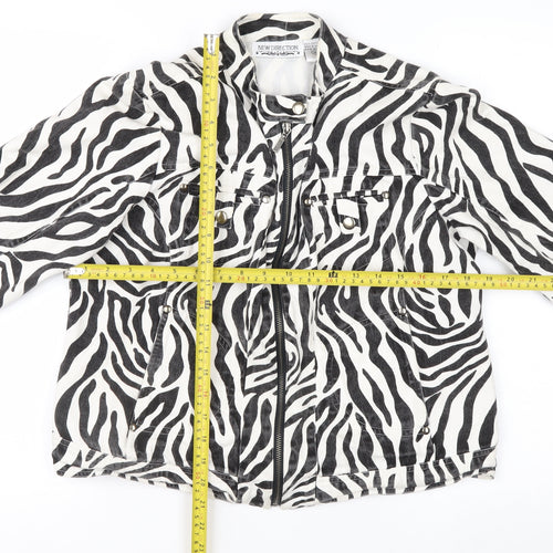 New Direction Women's Zebra Print Cotton Biker Jacket M