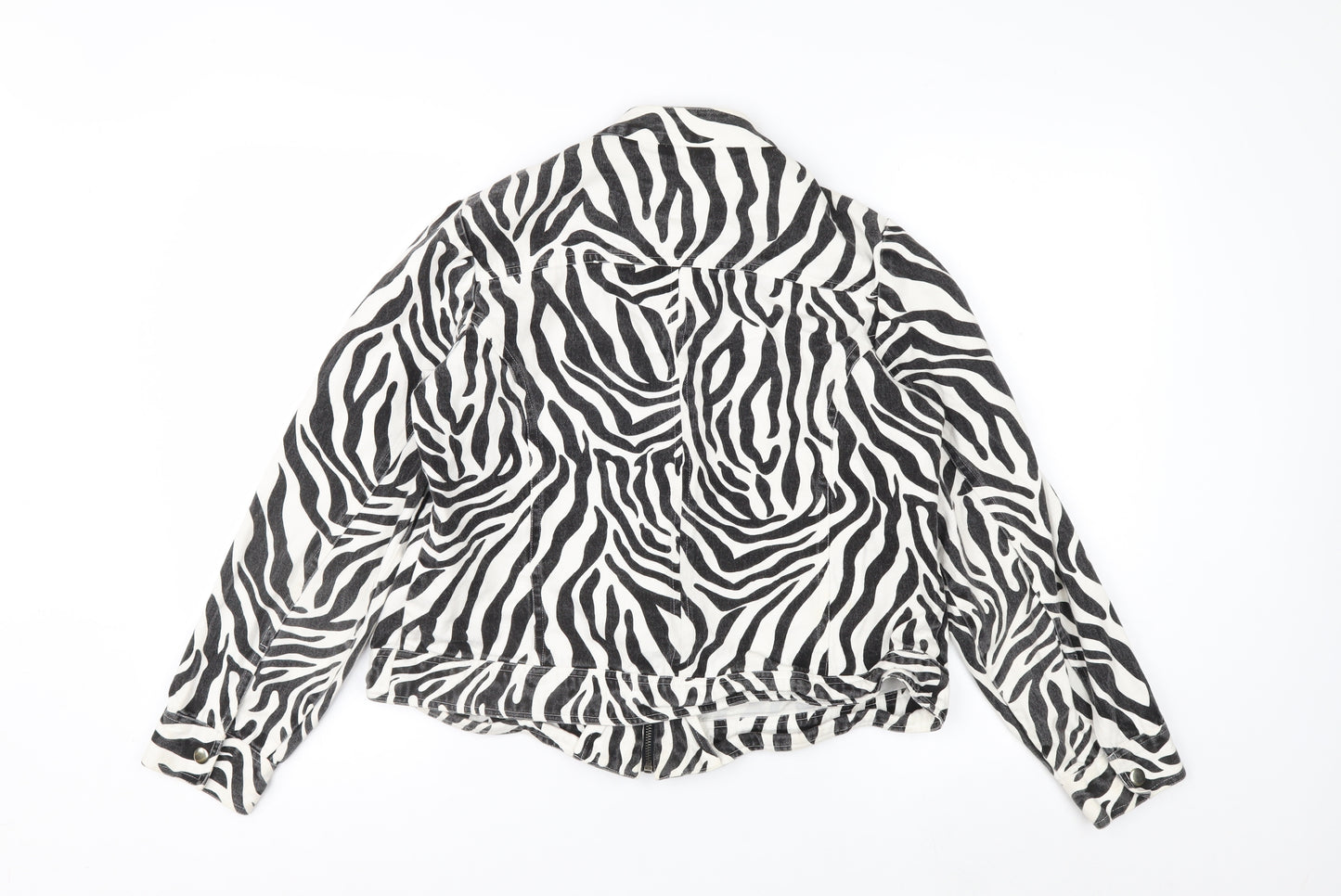 New Direction Women's Zebra Print Cotton Biker Jacket M
