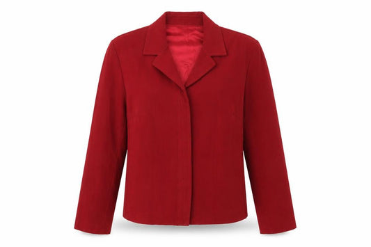 Front view of Clio Petites Women's Red Short Jacket, size S, Petite Lined Polyester