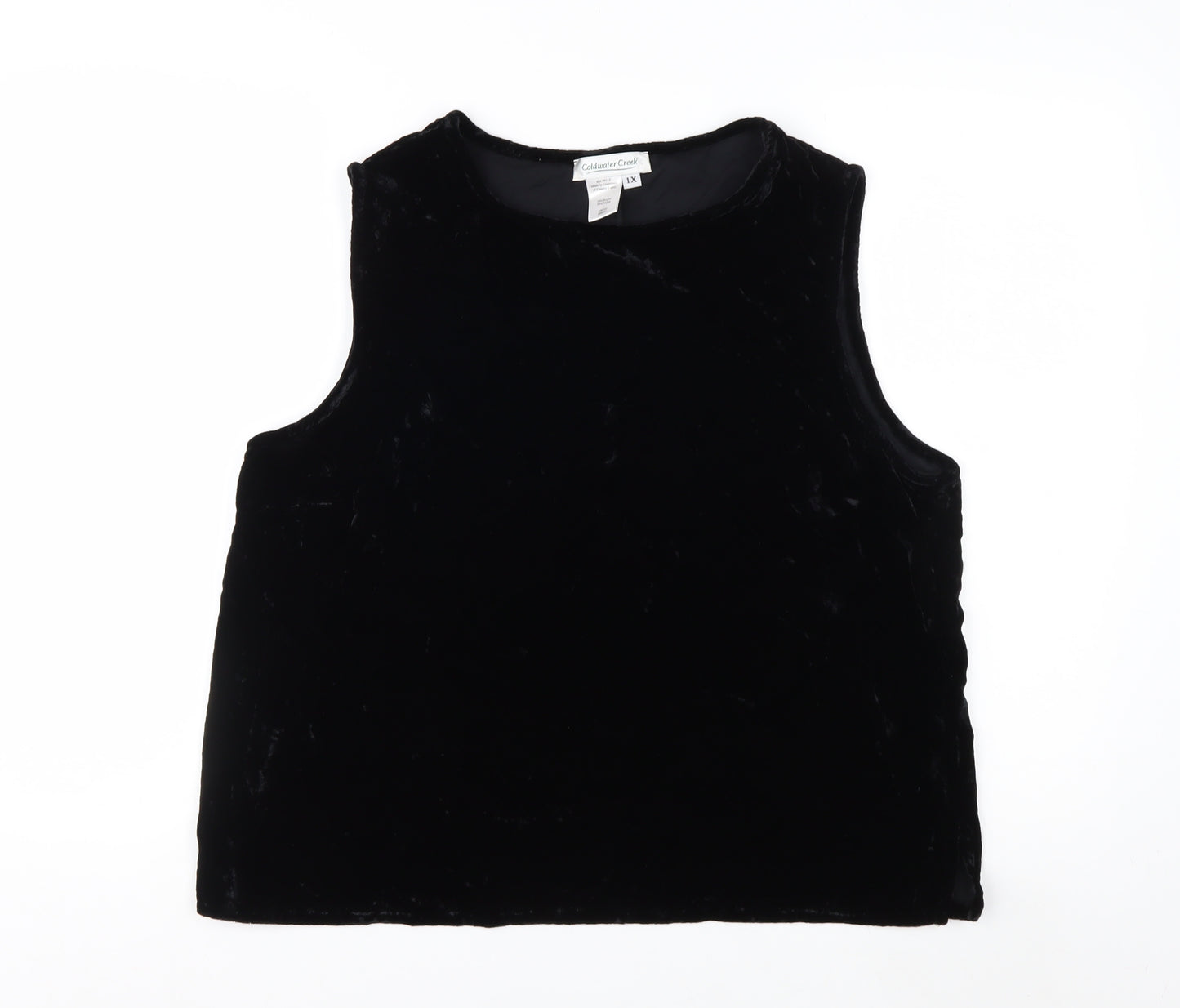 Coldwater Creek Women Black Velvet Sleeveless Tank Top 18 Plus