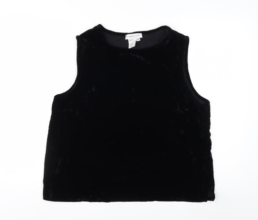 Front view of Coldwater Creek Women Black Velvet Sleeveless Tank Top 18 Plus