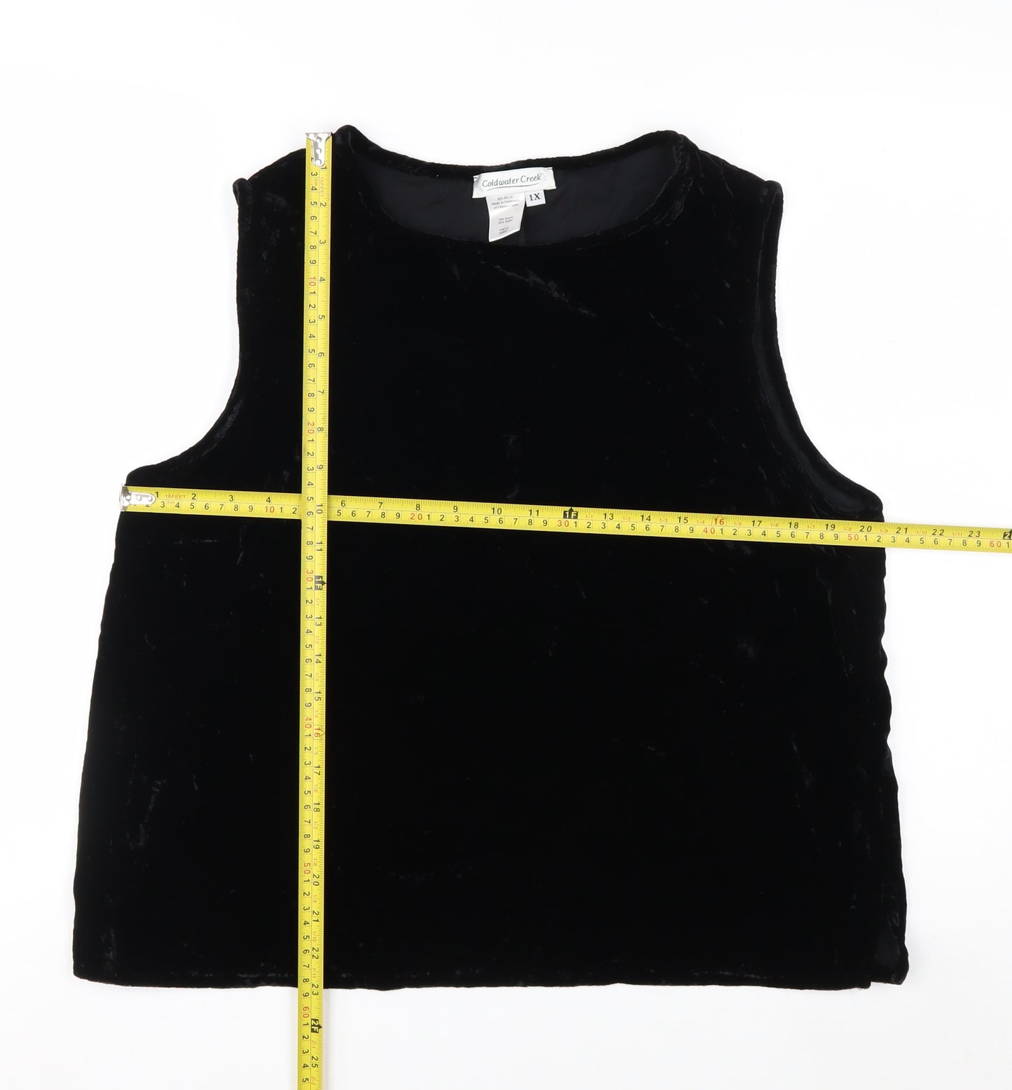 Coldwater Creek Women Black Velvet Sleeveless Tank Top 18 Plus