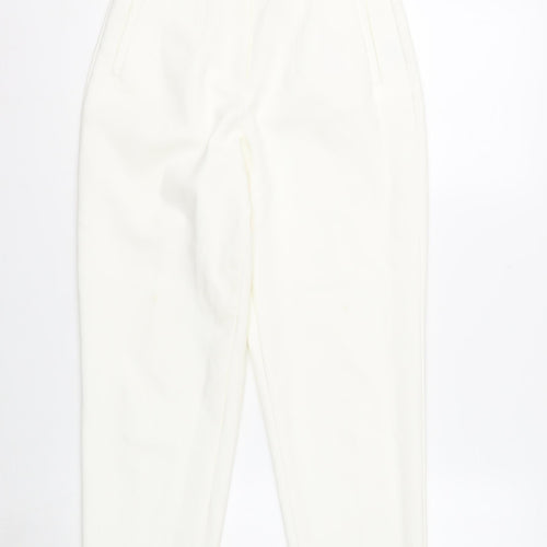 Zara Women Ivory High Rise Slim Tapered Ankle Trousers XS