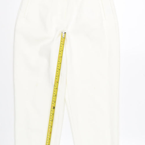 Zara Women Ivory High Rise Slim Tapered Ankle Trousers XS