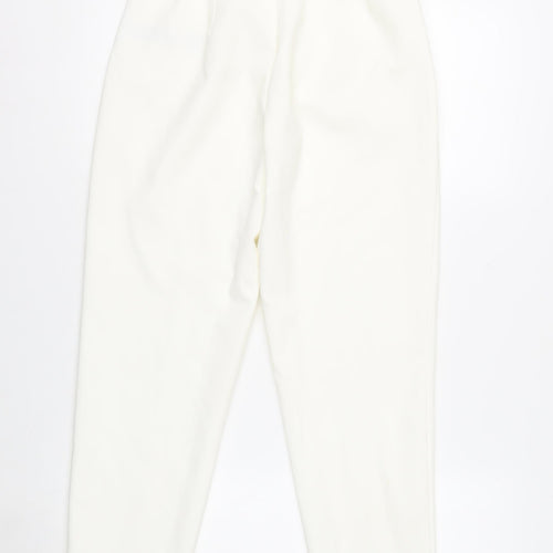 Zara Women Ivory High Rise Slim Tapered Ankle Trousers XS