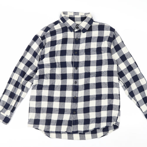 Uniqlo Men's Blue Check Flannel Button-Up Shirt Size L