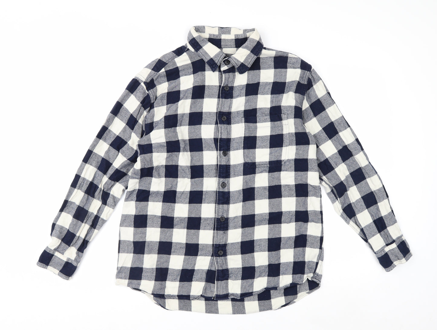 Uniqlo Men's Blue Check Flannel Button-Up Shirt Size L