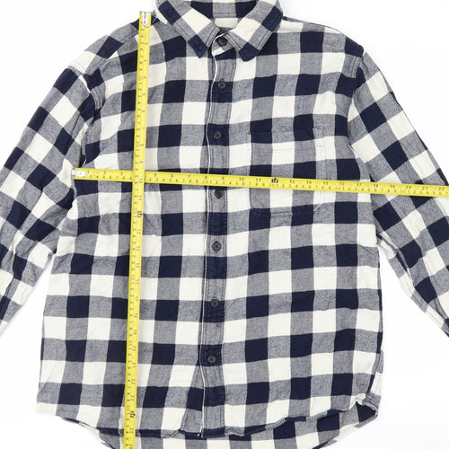 Uniqlo Men's Blue Check Flannel Button-Up Shirt Size L