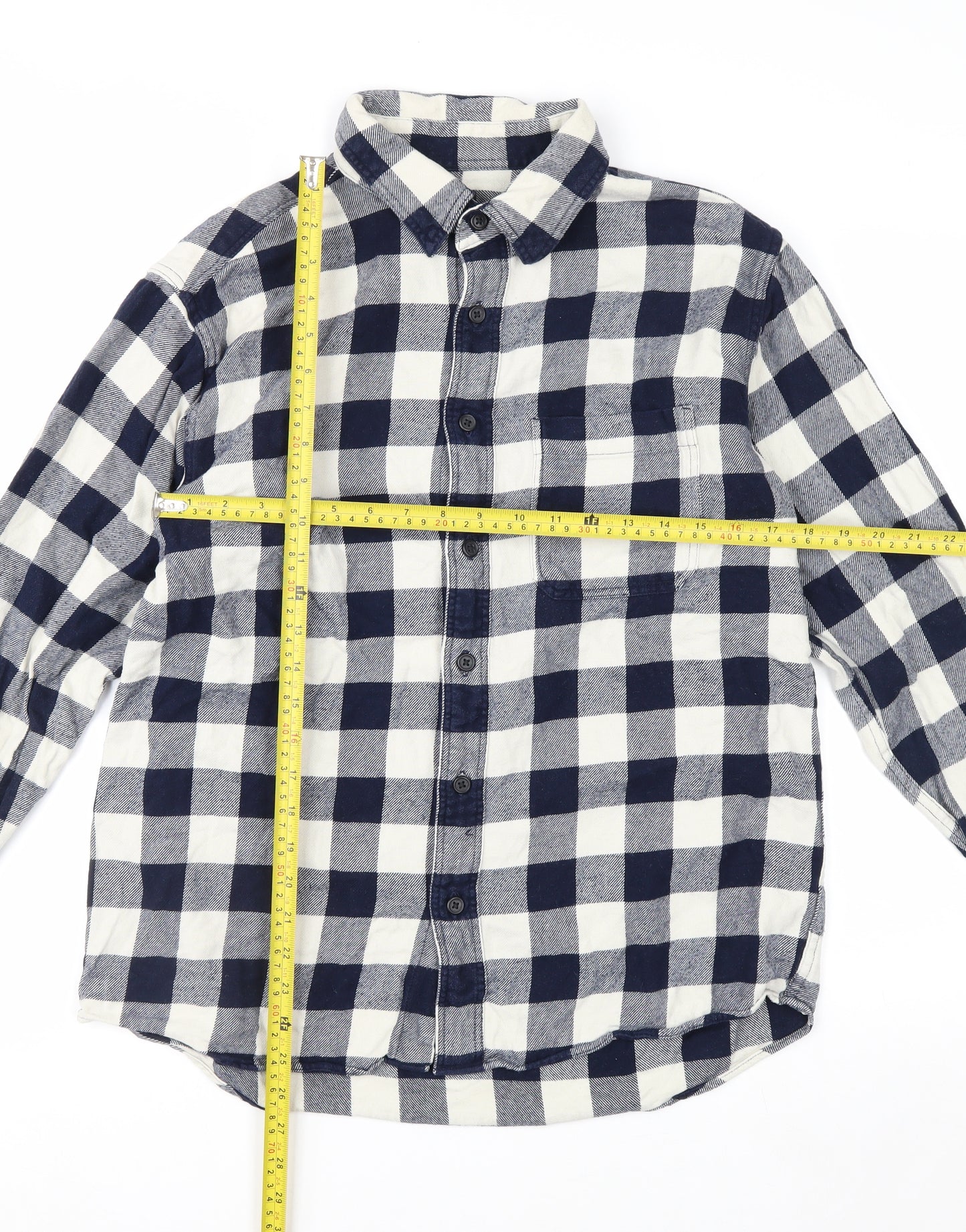 Uniqlo Men's Blue Check Flannel Button-Up Shirt Size L