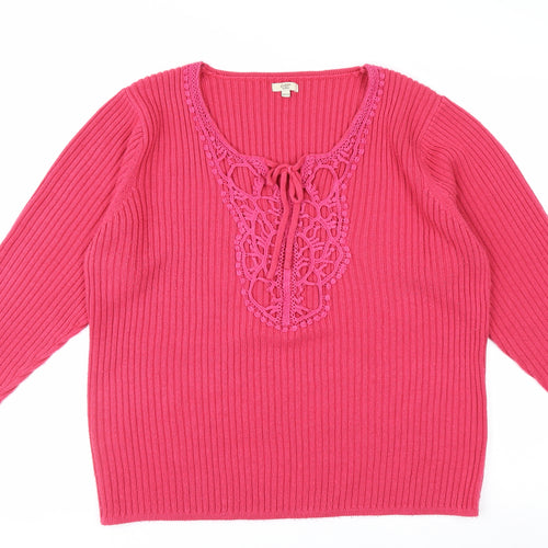 Cotton Traders Women’s Pink Knit Tunic Top Size 18/20 Long Sleeve Acrylic