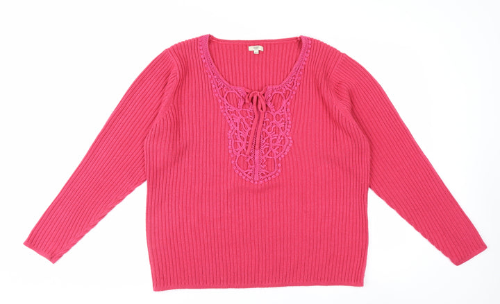 Cotton Traders Women’s Pink Knit Tunic Top Size 18/20 Long Sleeve Acrylic