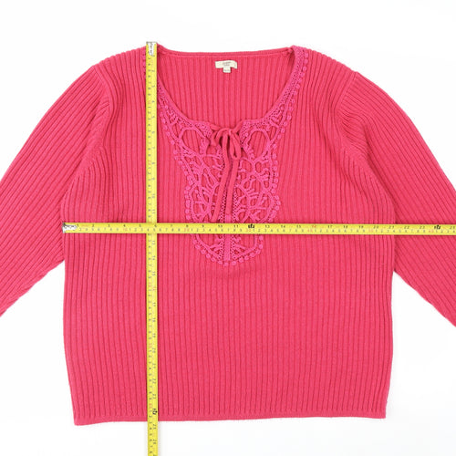 Cotton Traders Women’s Pink Knit Tunic Top Size 18/20 Long Sleeve Acrylic