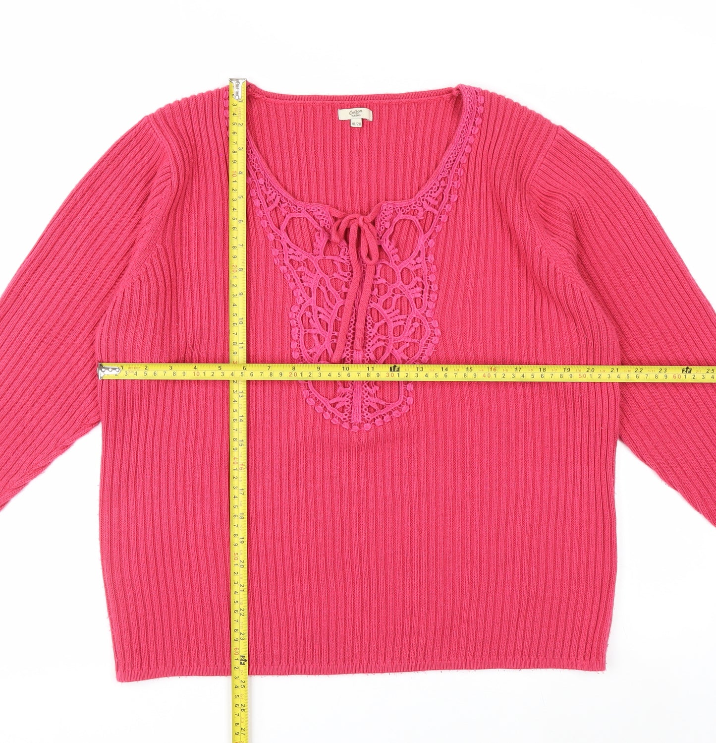 Cotton Traders Women’s Pink Knit Tunic Top Size 18/20 Long Sleeve Acrylic