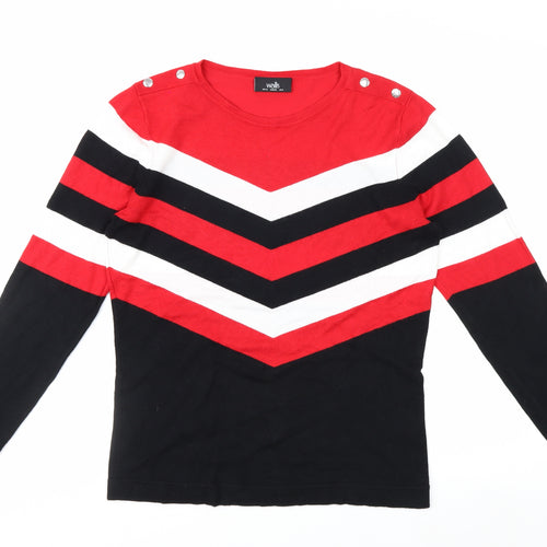 Wallis Women Red Black White Striped Pullover Jumper UK 12