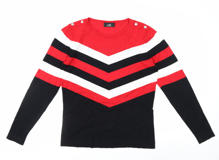 Wallis Women Red Black White Striped Pullover Jumper UK 12