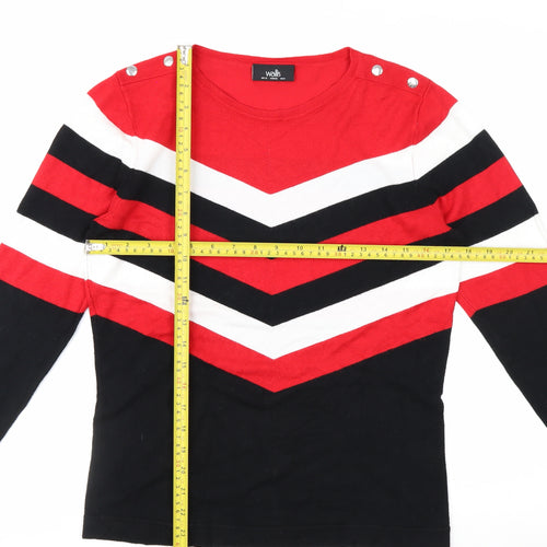 Wallis Women Red Black White Striped Pullover Jumper UK 12