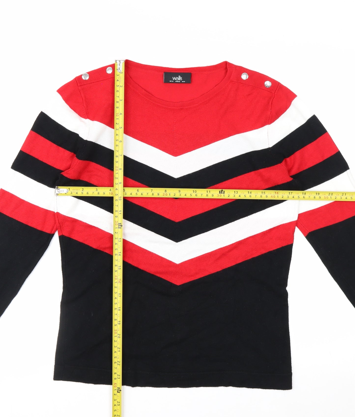Wallis Women Red Black White Striped Pullover Jumper UK 12