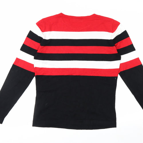 Wallis Women Red Black White Striped Pullover Jumper UK 12