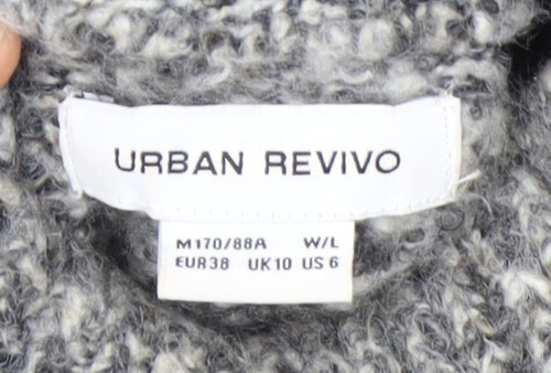 Urban Revivo Women's Grey Roll Neck Cold Shoulder Chunky Knit Jumper Size 10