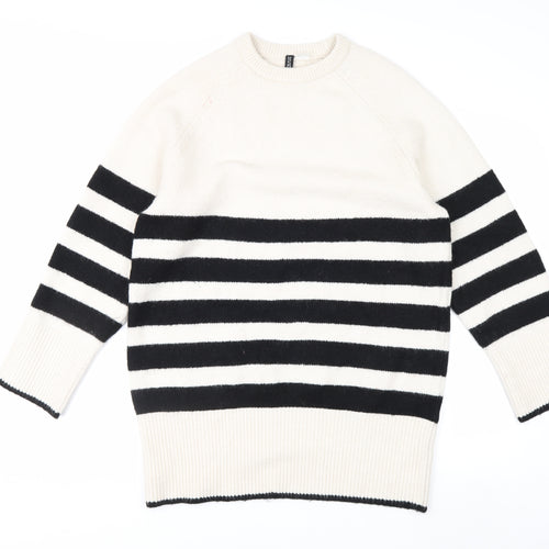 H&M Divided Women's Black & White Striped Knit Jumper Size 8