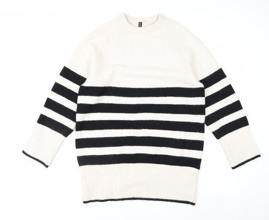 H&M Divided Women's Black & White Striped Knit Jumper Size 8