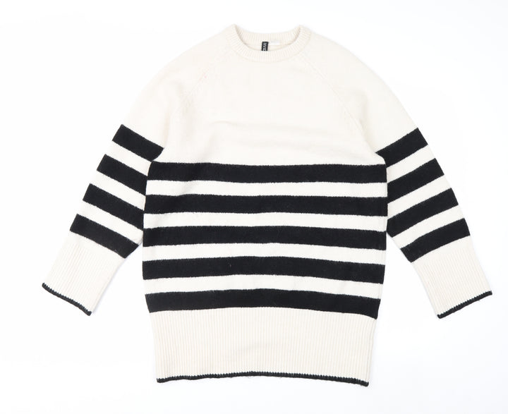 H&M Divided Women's Black & White Striped Knit Jumper Size 8