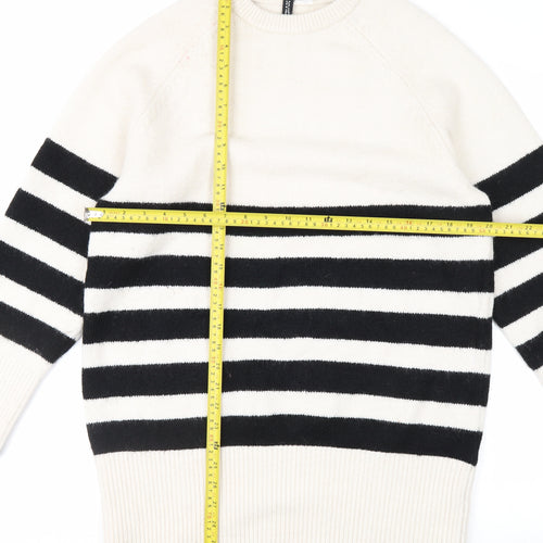H&M Divided Women's Black & White Striped Knit Jumper Size 8
