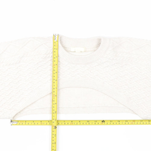 H&M Women Ivory Shrug Cable-Knit Wool Blend Jumper S