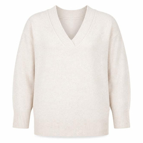 Wallis Womens Beige V-Neck Sparkle Pullover Jumper Size S