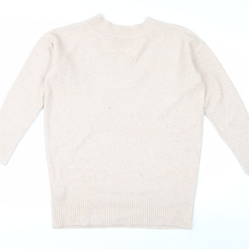 Wallis Womens Beige V-Neck Sparkle Pullover Jumper Size S